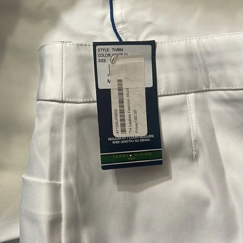NWT Tommy Hilfiger Golf Collection Skort White Navy Pleated 10